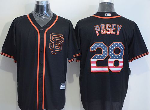 Giants #28 Buster Posey Black USA Flag Fashion Stitched MLB Jersey